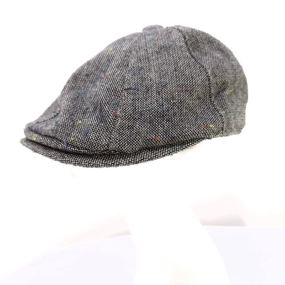Stetson Newsboy Hat Wool Blend Size Medium Tweed Gray Cap - Picture 5 of 10